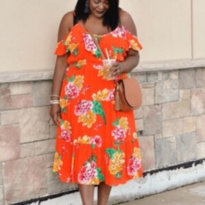 Old Navy Red Dress with Floral Print